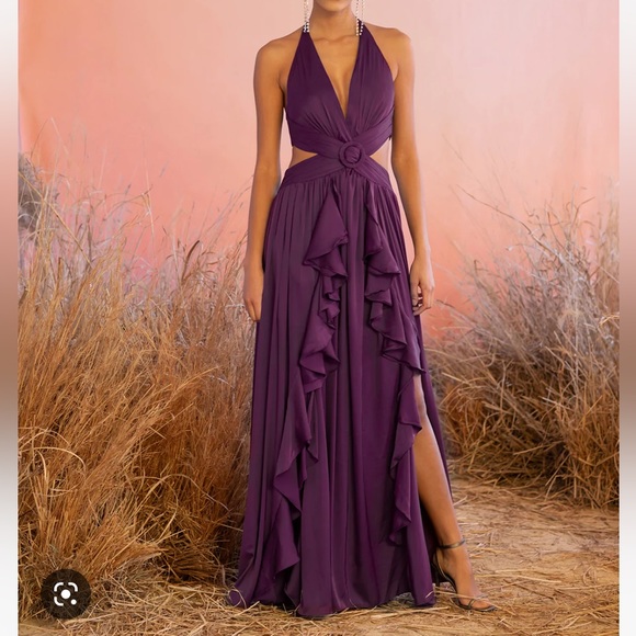 PatBO Sleeveless Cut Out Gown Deep Purple Sz 4 NWT! - Picture 2 of 6